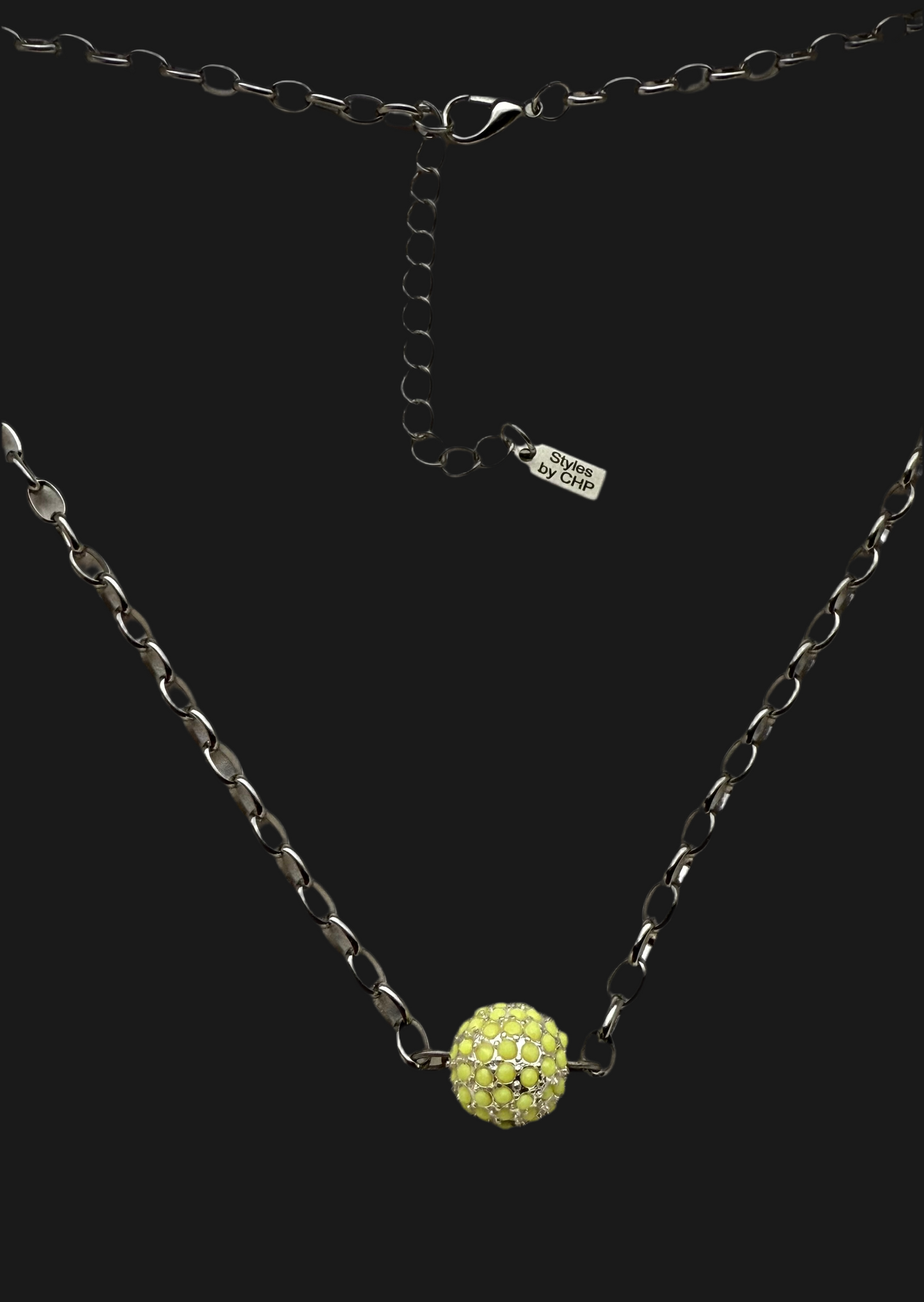 Neon Yellow Pave Crystal Ball Necklace