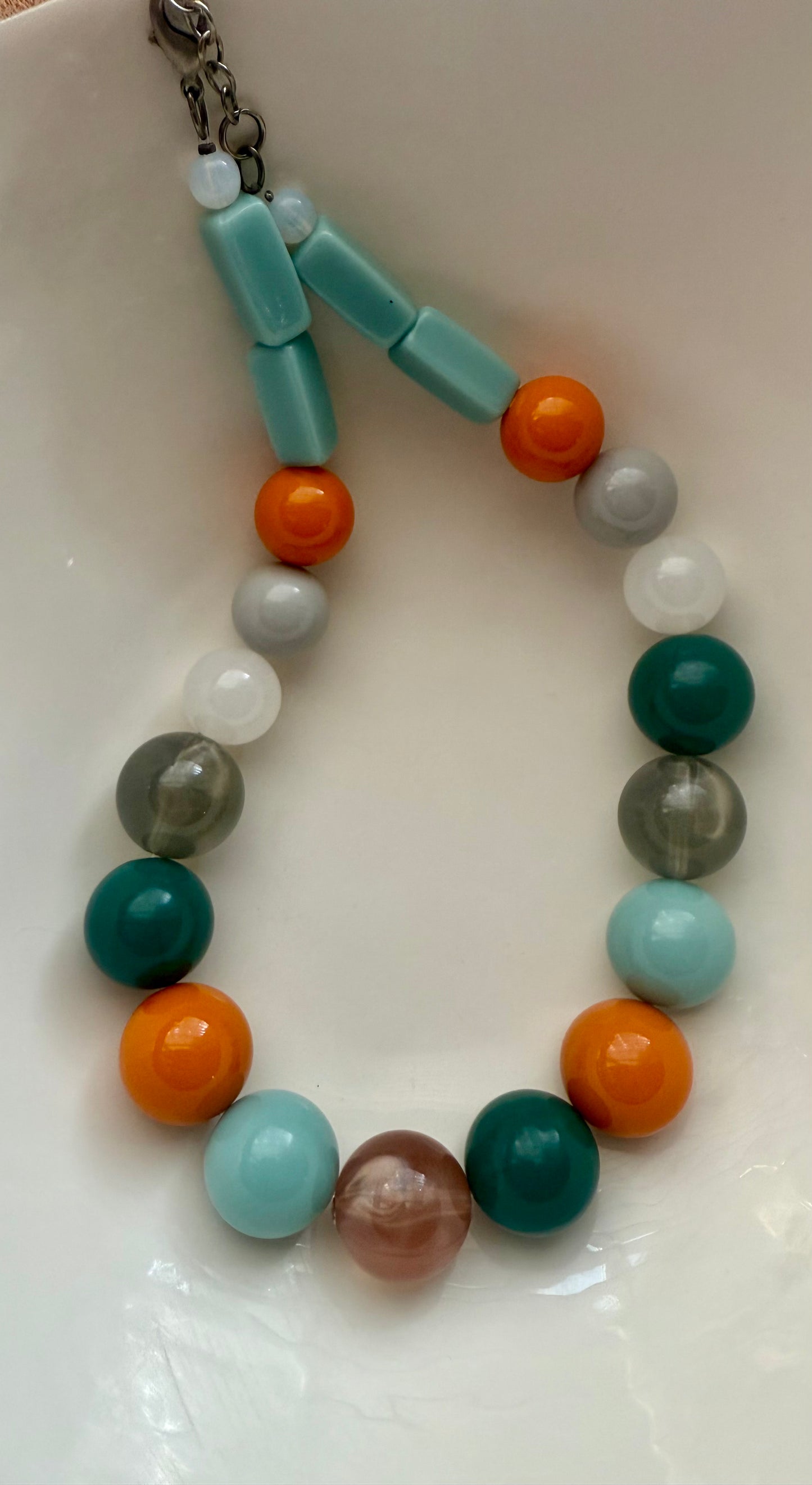 Vintage one of a kind Large Multi Colored beaded necklace