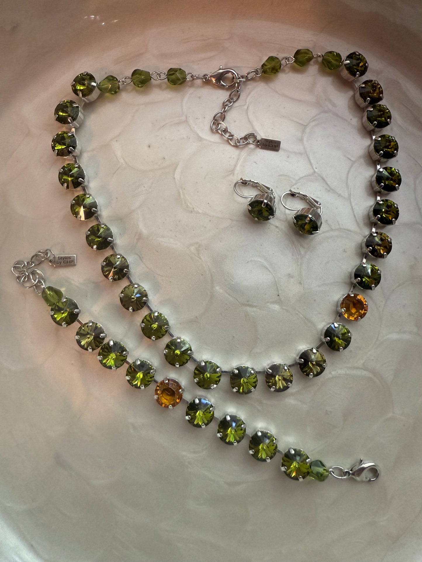 Handmade Necklace set Olivine Stones With Topaz stone