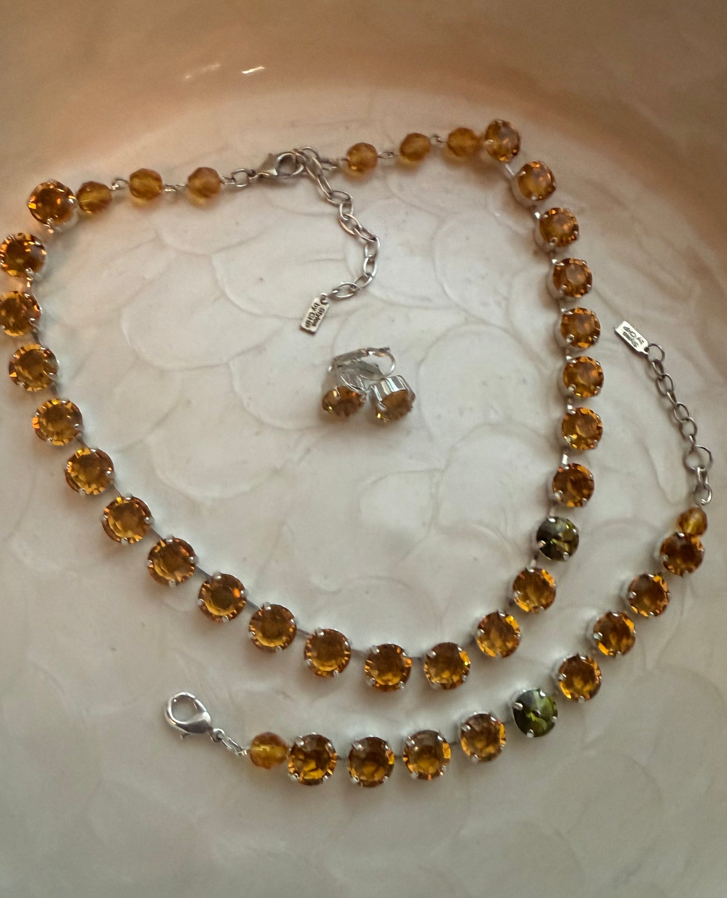 Handmade Necklace in Topaz Stones with Olivine Stone Set