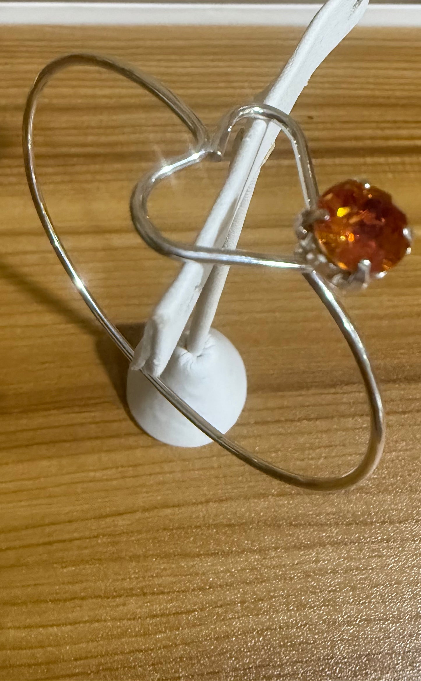 Heart Bangle Bracelet with Astral Pink SS39 Stone