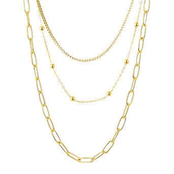 Small Tiny 3 Row Chain Necklace