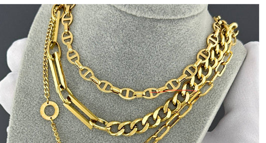 Gold Coffee bean link chain Necklace