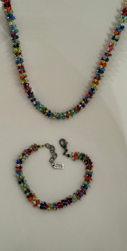 Vintage Small multi beaded necklace set