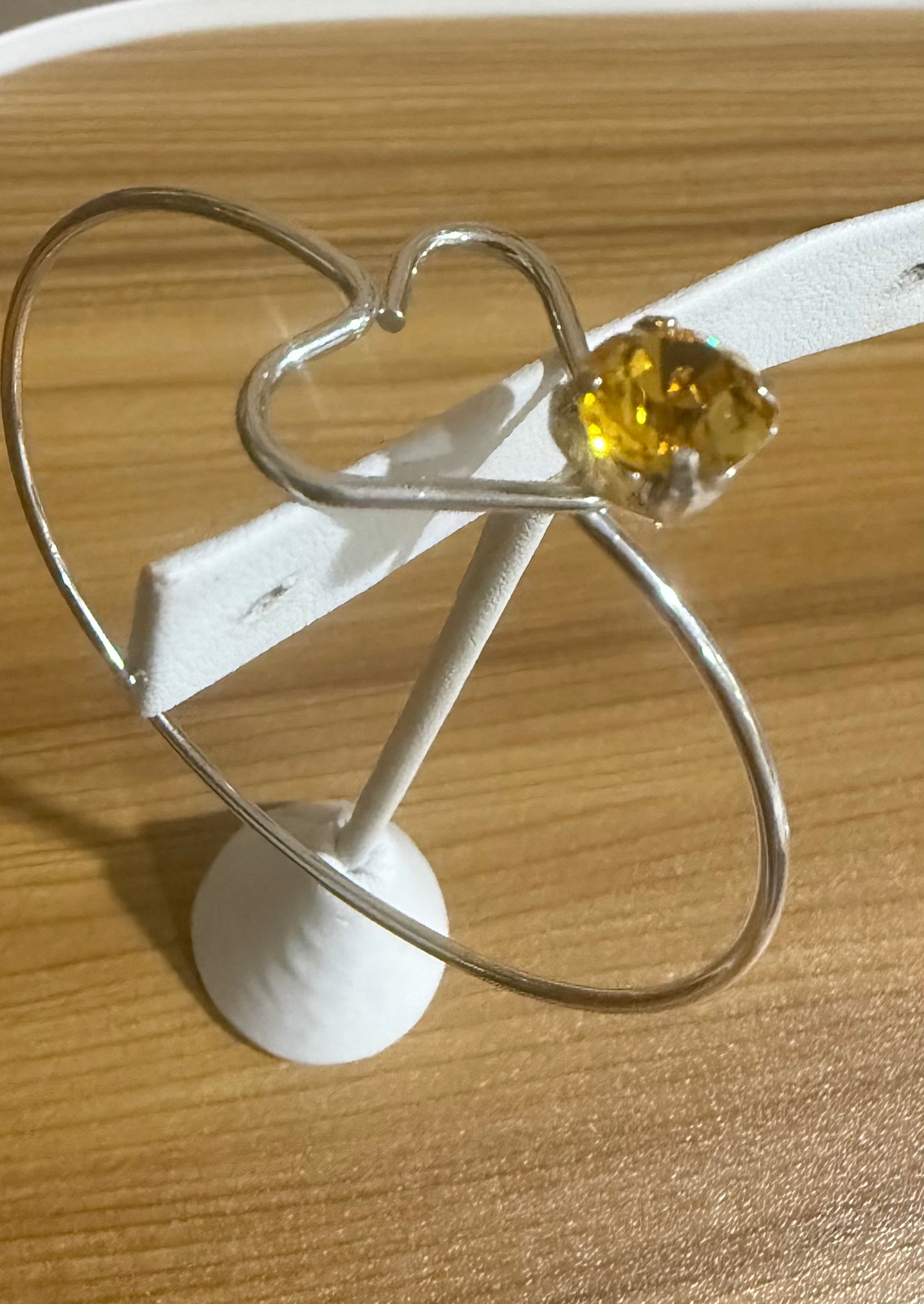 Heart Bangle Bracelet with Light Topaz SS39 Stone