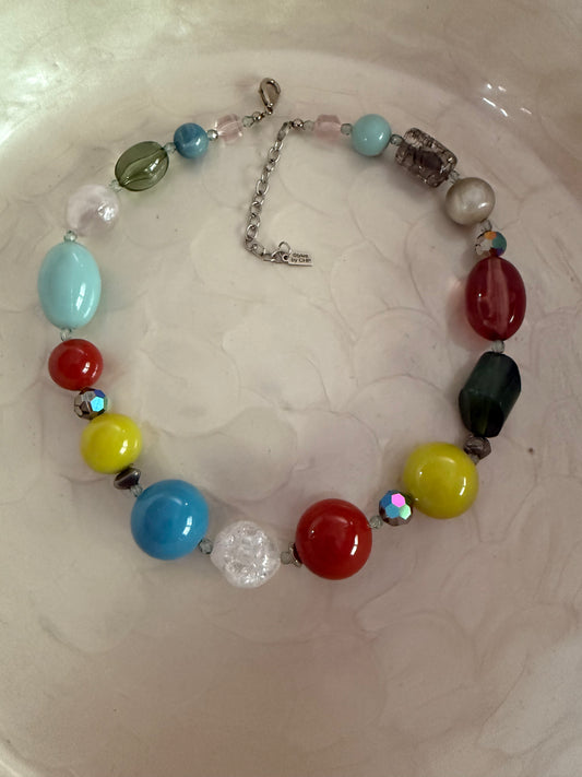 Vintage one of a kind Large Multi beaded necklace